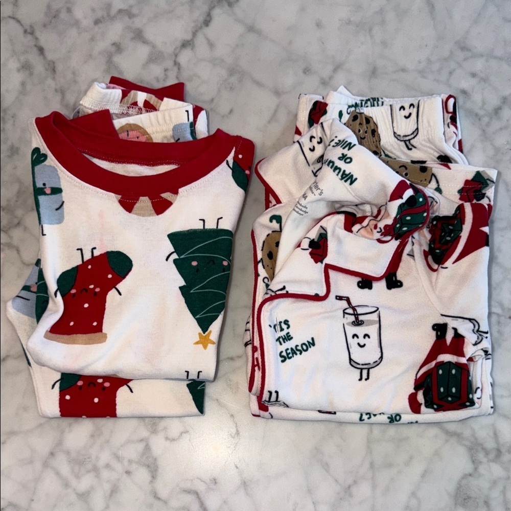 Carter's Holiday Pajama Set Bundle - Red and White 4T